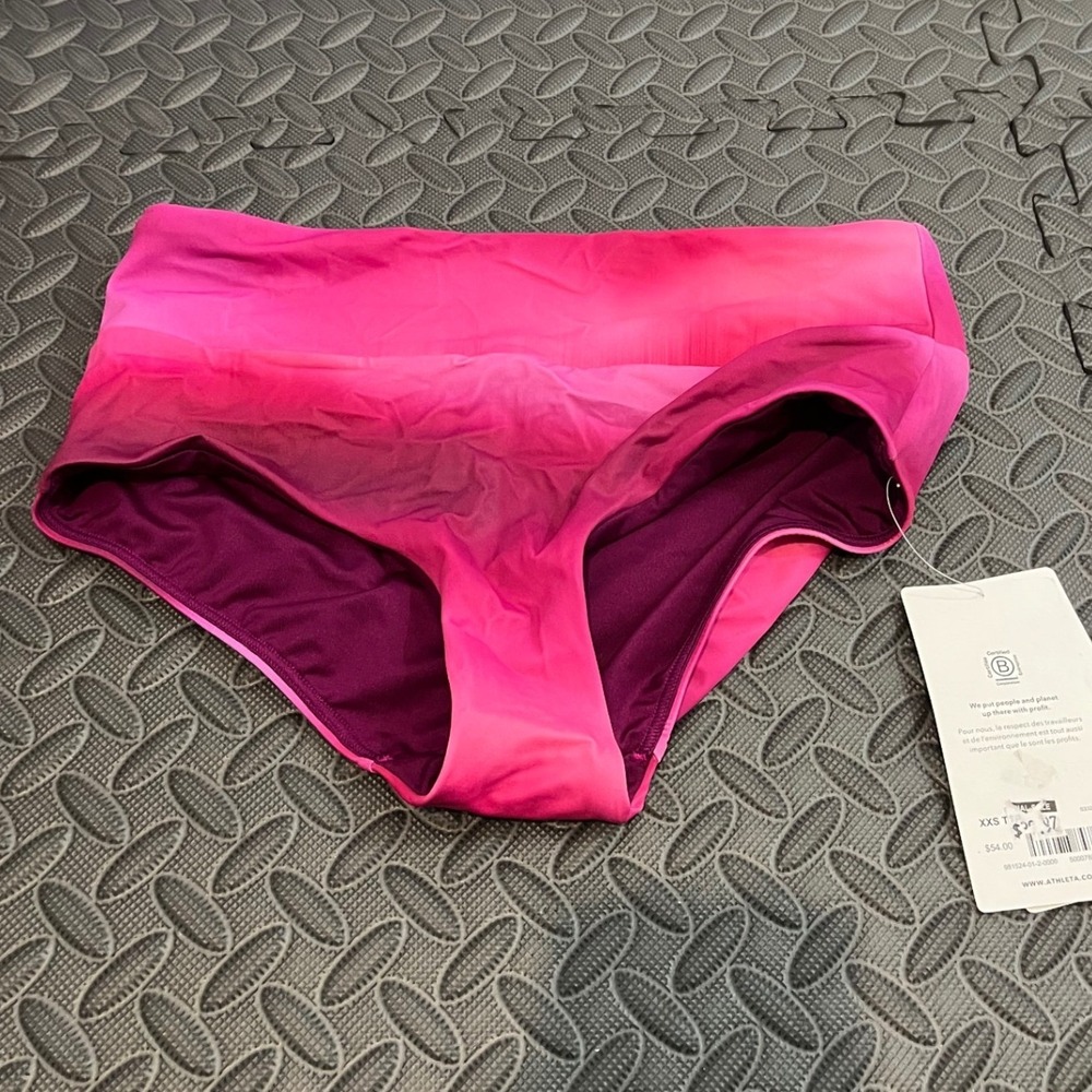 Athleta Malibu Swim Boyshort Womens XXS FUSHIA SURF BLUR Pink Ombre Bottoms